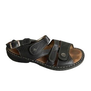 FINN COMFORT Leather Velcro Strap Sandals Black  38 EU